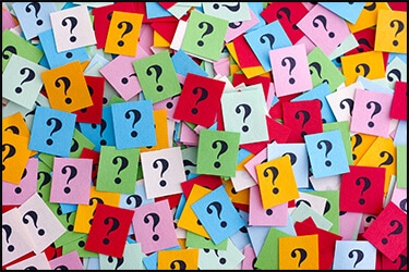 Colorful stickers with question marks